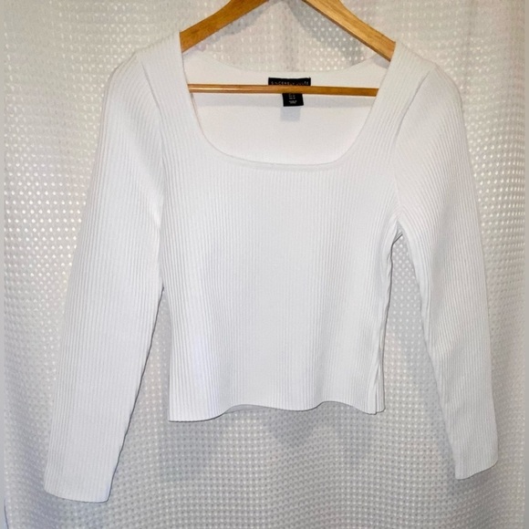 Women Sincerely Jules white‎ squared neckline long sleeves Top size medium - Picture 2 of 8
